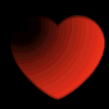 Nine red heart shapes arranged in a on a black background, with one heart missing from the bottom-right corner