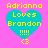 Four identical pixelated heart-shaped icons with cyan fill and yellow text on a pink background, each displaying "Adrianna Loves Brandon !!!! <3".
