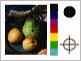 Animated sequence of a still life with two apples and a pear in a dark bowl, alternating between color and grayscale states.