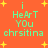 Pixelated orange background with yellow stars and green text reading 'i HeArT YOU chrsitina' in two identical vertical