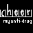 Pixelated black-and-white buddy icon featuring the word 'cheer' in large blocky letters above smaller text reading 'my anti-drug'.