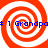 Four identical orange and white spiral patterns arranged in a with blue text reading "# 1 Grandpa" overlaid on each spiral