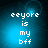 Pixelated text 'eeeyore is my bff' on a blue gradient background with subtle light effects.