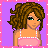 Pixel art contact sheet showing a cartoon girl character in multiple frames with text elements on purple backgrounds.