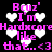 Pixelated pink text on black background with white heart shapes, repeating 'Bcuz' I'm Hardcore like that.. <3', denseCaption