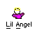 Pixelated icon of a figure with yellow halo, white face, and purple dress, with 'Lil Angel' text below.