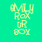 Four display the text 'EMILY ROX UR BOY' in yellow pixelated font against cyan, gray, pink, and light blue backgrounds