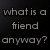 Pixelated text on a dark background reads "what is a fiend anyway?" in three lines with gray lettering.