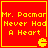 Red square icon with yellow border and text "Mr. Pacman Never Had A Heart" in pixelated font, featuring a small yellow Pac-Man symbol at bottom right.