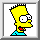 Pixelated cartoon characters in a : Bart Simpson, Lisa Simpson with spiky hair and glasses, Lisa wearing a blue bow, Homer Simpson holding food, Marge Simpson with blue hair and red necklace