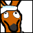 Animated orange cartoon animal with white headband and black nose, displaying sequential mouth movements against white background.