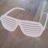 A four- shows white shutter shades on a brown surface with black text reading "sweet, right?" in two