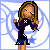 Animated contact sheet of a pixel-art character dancing with text elements in the background, displayed on a gray transparency grid.