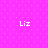 Four identical white 'Liz' text icons arranged in a on a bright pink background with light pink dots