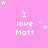 Pink background with white text "I love Matt" repeated in a , surrounded by small white stars