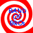 Four identical red and white spiral patterns with blue text reading "BAND OF BROS" arranged in a