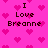 Pink background with repeating pixelated hearts and four identical text blocks reading "I Love Breanne" in dark brown pixelated font.