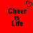 Red background with black pixelated text 'Cheer is Life' and a pixelated heart symbol above the text.