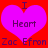 A static contact sheet of two identical pixel art frames showing a red background with purple hearts and text.