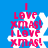 Blue background with white snowflake and repeated pink text 'I LOVE XMAS!' in pixelated font.