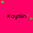 A bright pink background displays multiple instances of the name "Kaytlin" in black pixelated text, each surrounded by scattered green and brown star shapes.