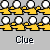 Pixelated Clue game board with 'Clue' text, 'Who Did It?', 'Was it...', 'With the', 'Rope' text, and character icons for Colonel and Mustard.