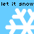 Pixelated snowflakes on a blue background with repeated text "let it snow" in black pixel font.