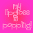 Pixelated text on a pink gradient background with four identical showing 'My Lipgloss is popping!' in light pink letters
