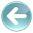 Circular teal gradient icon with white left-pointing arrow, pixelated edges, and light blue border.