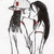 Two anime-style figures in a kiss pose, one wearing a white cap with red square, both in white outfits with red accents, on white background.