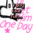 Animated icon with black heart outline, pink text overlays including "I really like him...", "he's really cute to me he's sweet", and "to i love him ...", plus repeated "one day" in background.