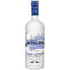Static image of a vodka bottle with blue and white branding on a transparent background.