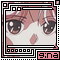 Pixelated anime-style icon showing a character's face with large brown eyes and pink hair, framed by geometric borders with 'gina' text in the corner.