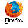Animated Firefox icon contact sheet showing 10 sequential frames of a pixelated fox-and-globe logo in various states of disintegration and reassembly with text overlays on some frames.