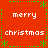 Red background with green dashed borders and star motifs, displaying repeated white text 'merry' and 'christmas' in pixelated font across four quadrants.