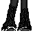 Pixel art contact sheet showing multiple views of a punk-themed character with 'PUNK' text, flared pants, and red accents on black clothing.
