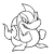 Pixelated grayscale icon of a cartoon character with large ears, holding a pipe and cup, standing in profile view.