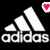 Four quadrant shows Adidas logo, basketball text, softballs, and empty space with heart icons