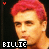 A 5x5 contact sheet of animated frames showing a person with bright red hair and the text "BILLIE" in white, displayed against a black background with some gray transparency areas.