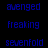 Blue pixelated text on four background variations: black, dark red, bright red, and deep red, arranged in a
