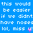 Blue background with white pixelated text repeating 'this would be easier if we didnt have nose shave' and 'lol, miss u!' in three horizontal