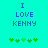 Pixelated text 'I LOVE KENNY' in blue on cyan background with green four-leaf clovers below, two versions showing animation frames.