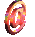 Animated @ symbol in orange and pink hues rotates through multiple angles against a gray background.