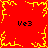 Red background with yellow pixelated border and central starburst pattern, four instances of 'Ve3' text in black.