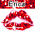 Animated red lips with white highlights and plus signs, displaying subtle mouth shape changes across frames beneath 'Erica' text banners.