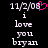 Pixelated text on black background with pink heart symbol replacing 'o' in date, showing two identical frames side-by-side.