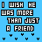 Blue background with repeated text "I WISH HE WAS MORE THAN JUST A FRIEND" in black and pink pixelated font, surrounded by small white and pink heart shapes.