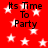 Red background with white stars and black text reading 'Its Time To Party' in four identical