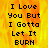 Animated contact sheet showing three identical frames of pixelated text over a fiery background with one gray frame placeholder.
