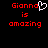 Red pixelated text on black background reads 'Gionna is amazing' with a white heart symbol replacing the letter O in Gionna.